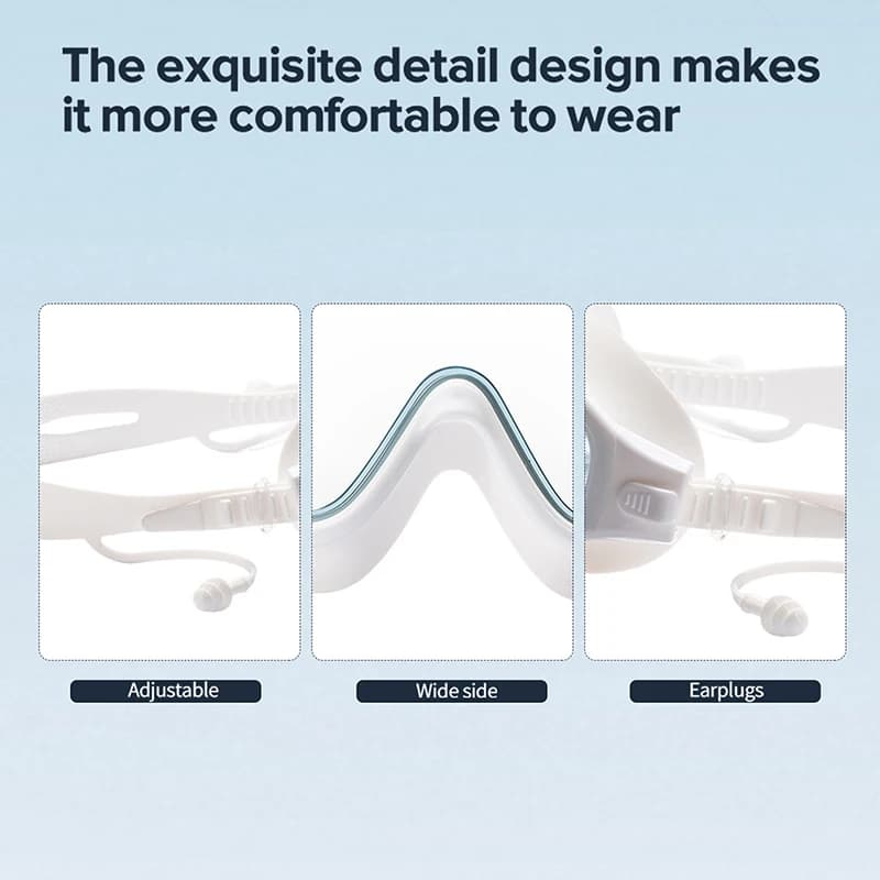 Lunettes de natation adultes grandes montures grand angle anti-buée protection UV - Étanchéité totale