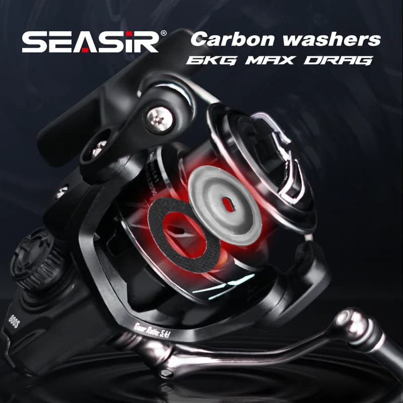 Moulinet de pêche spinning SEASIR Stream 139g ultraléger, frein 6kg et roulements 5+1 pour pêche sportive