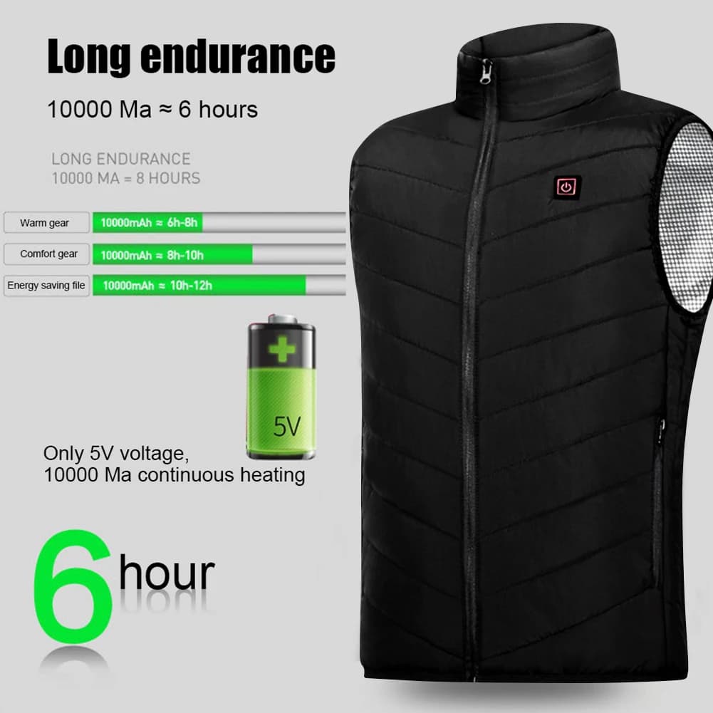 Veste chauffante 9 zones homme et femme avec technologie graphene et alimentation USB pour la pêche