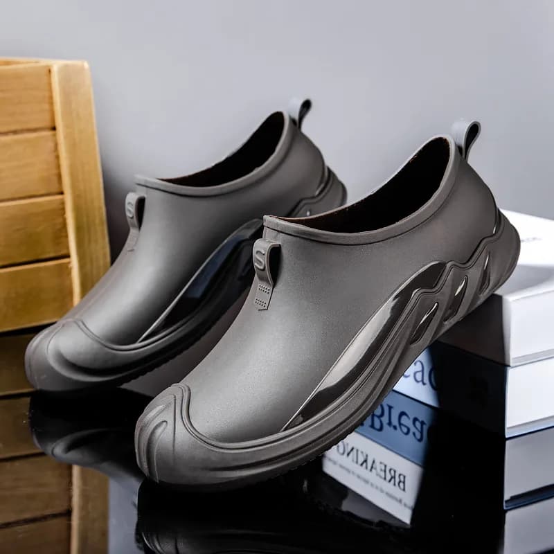 Bottes de pluie homme casual imperméables - Chaussures jardin isolées antidérapantes mode slip-on