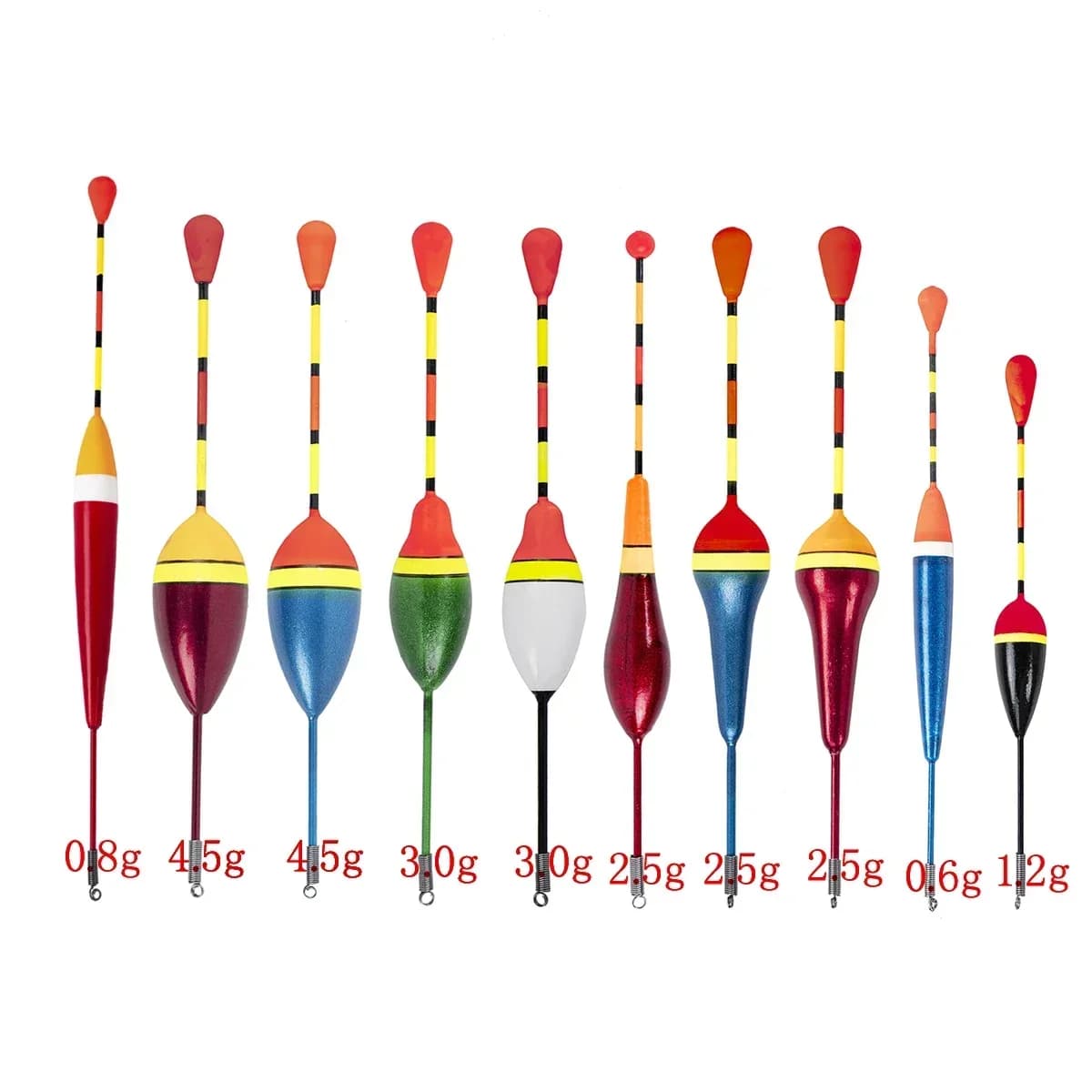 Lot promotion de 10 flotteurs lumineux pêche avec bâtonnets et bulles d'eau pour accessoires de pêche