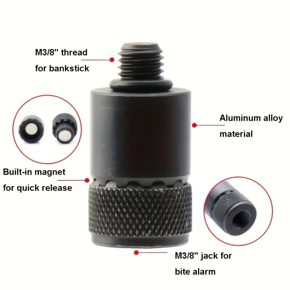 Support magnétique pour canne à pêche en alliage aluminium avec adaptateur rapide M3/8 pour alarme de touche