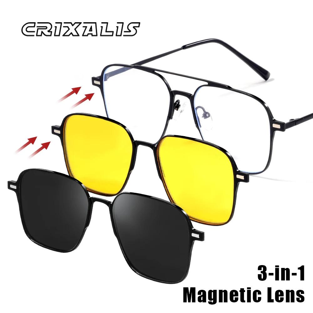 Lunettes magnétiques 3 en 1 métal polarisées ordinateur conduite pêche 2023 UV400 7009