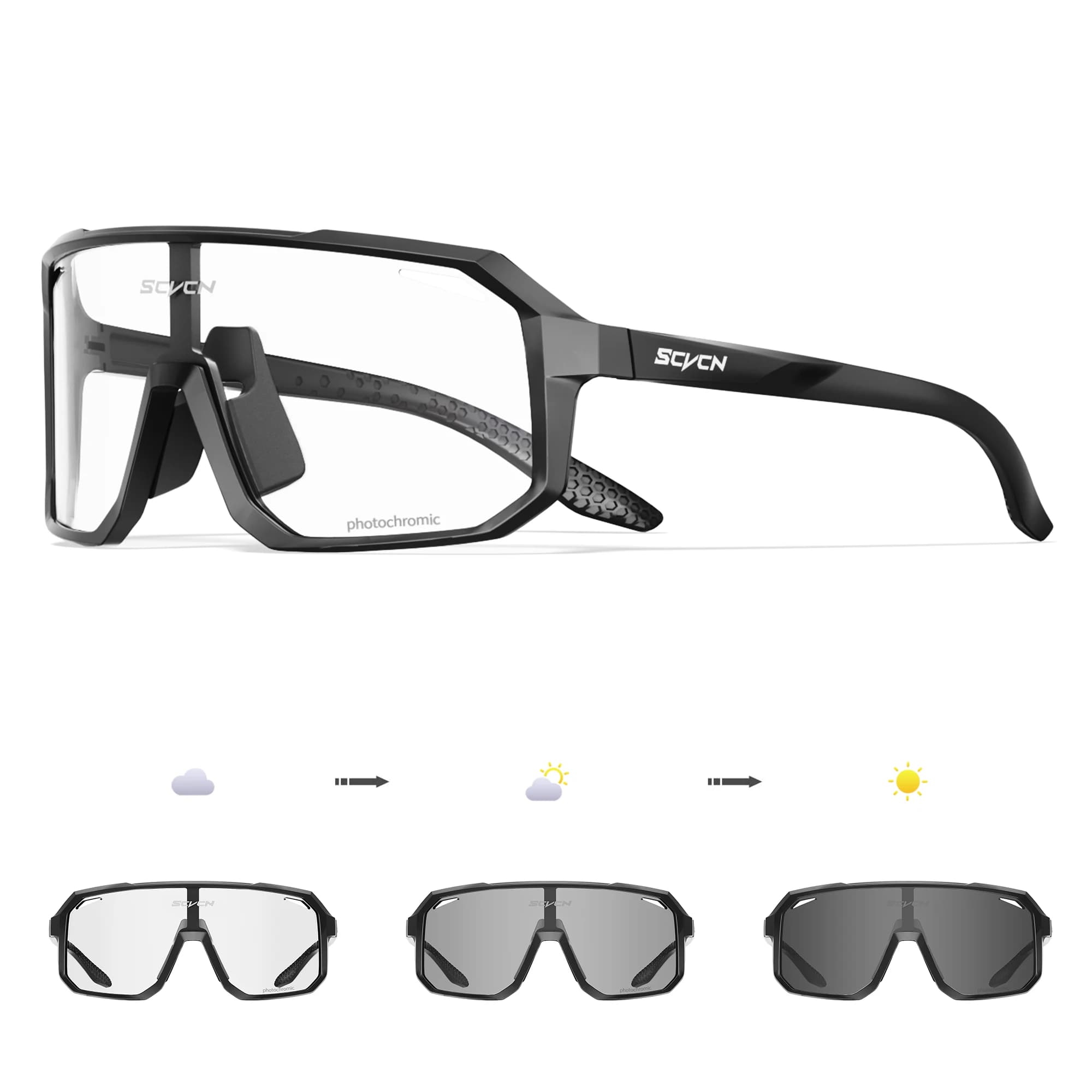 Lunettes photochromiques pêche vélo protection UV400 adaptative pour pêche du matin au soir