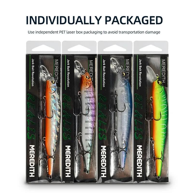 Leurre pêche minnow wobbler MEREDITH ITO SHINER-115SP avec système plombé tungstène pour pêche précise