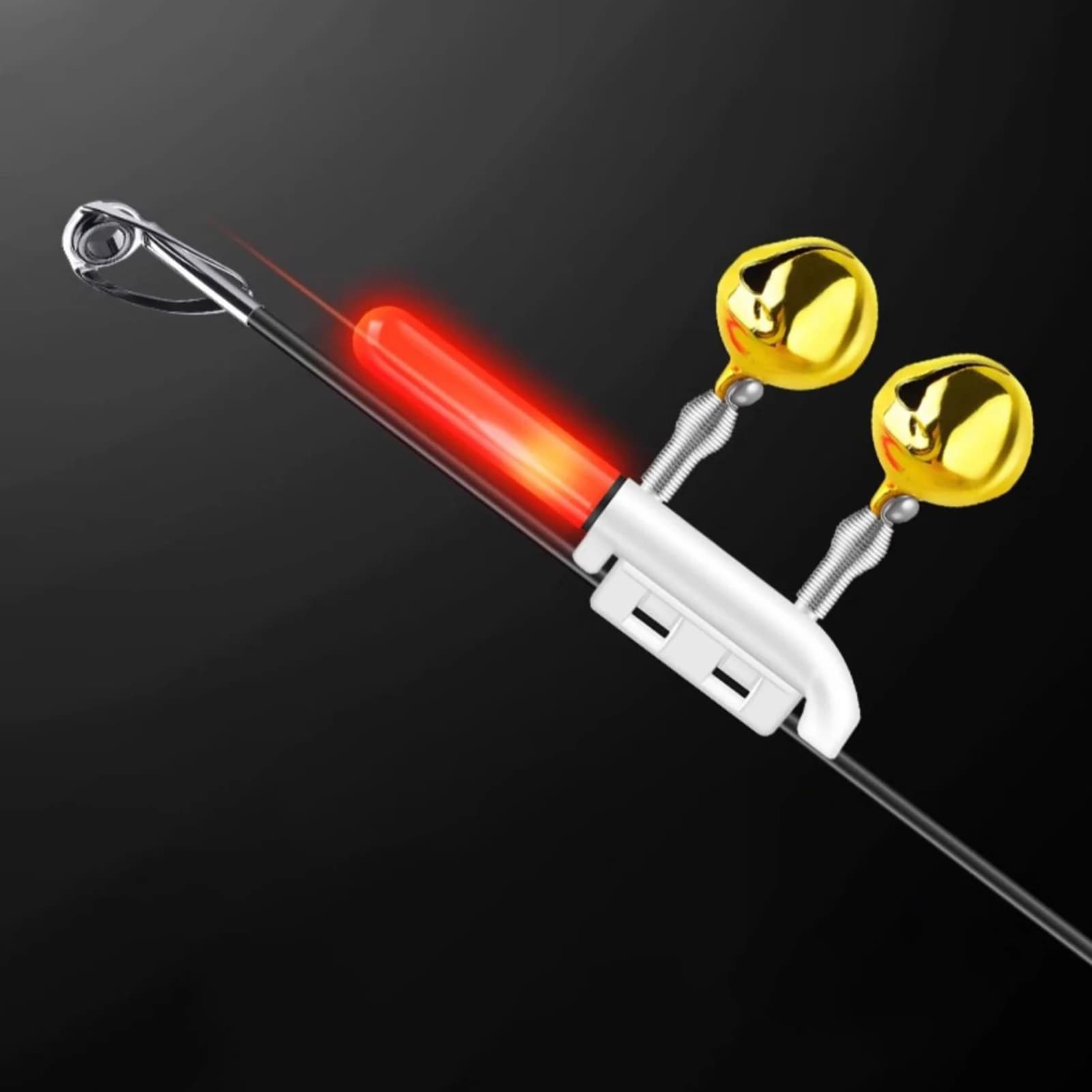 Alarme de touche pêche avec double clochette et clip - Détecteur LED sans pile pour pêche nocturne