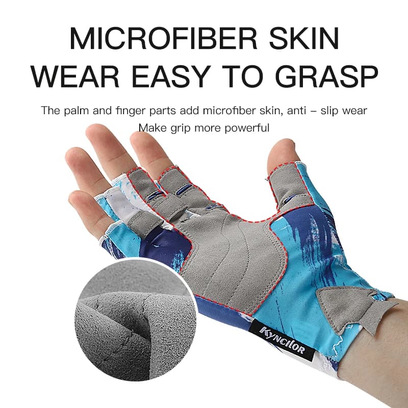 Gants pêche mi-doigts anti-dérapants UV protection hommes femmes sports nautiques équipement