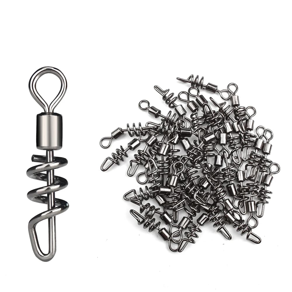 DNDYUJU 20 à 100 pièces de roulement à émerillon pêche avec clip vissé acier inoxydable pour