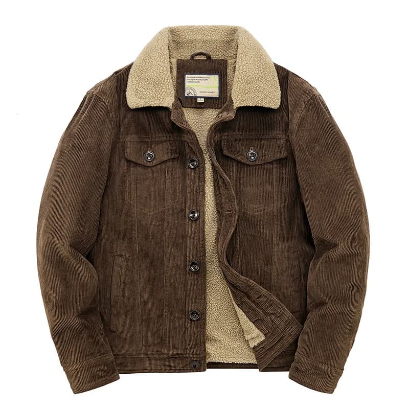 Parka matelassé homme en coton et velours côtelé - Veste chaude ample pour pêche hivernale confortable