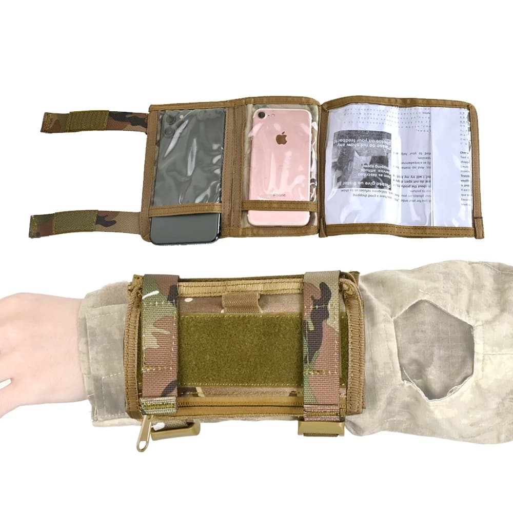 Pochette carte bras tactique - Rangement téléphone et accessoires pêche