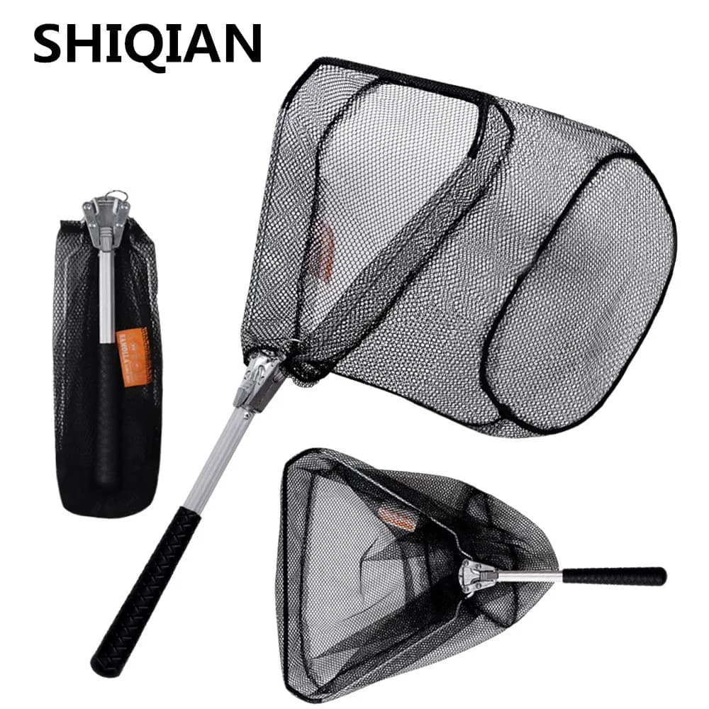 Filet de pêche télescopique en aluminium léger et durable, extensible et pliable pour la pêche en