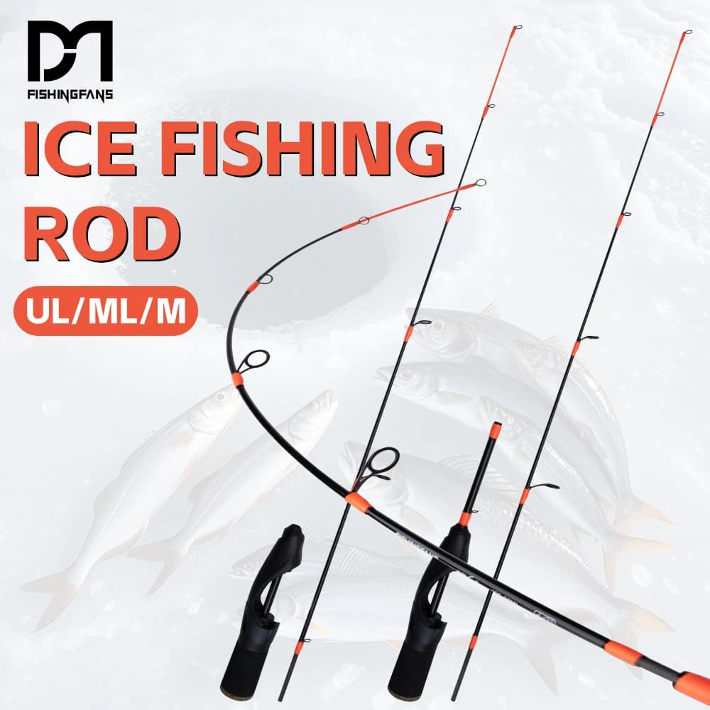 Canne à glace portable carbone 24 à 30 pouces, tips solides sensibles pour pêche hiver UL ML M