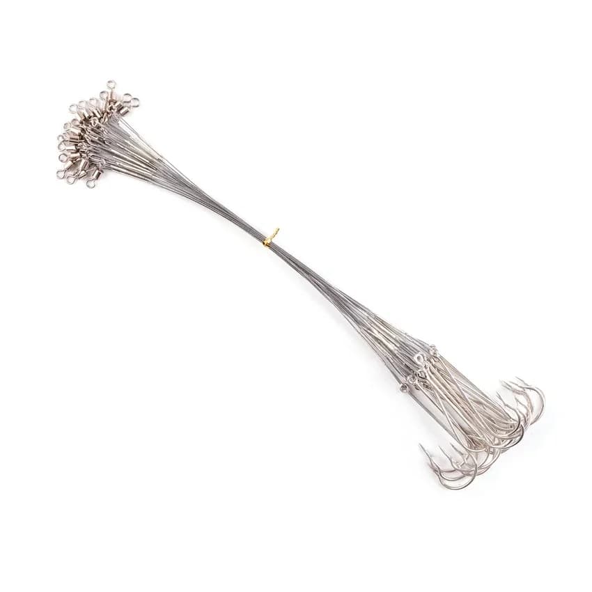 Leurre anti-morsure acier 15cm avec émerillon et hameçon pour ligne de pêche carnassier