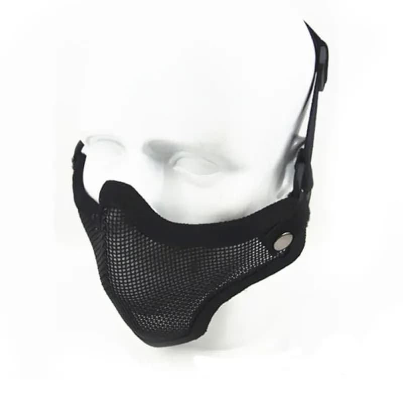 Masque camouflage tactique demi-visage maillage acier pêche airsoft accessoires chasse protection