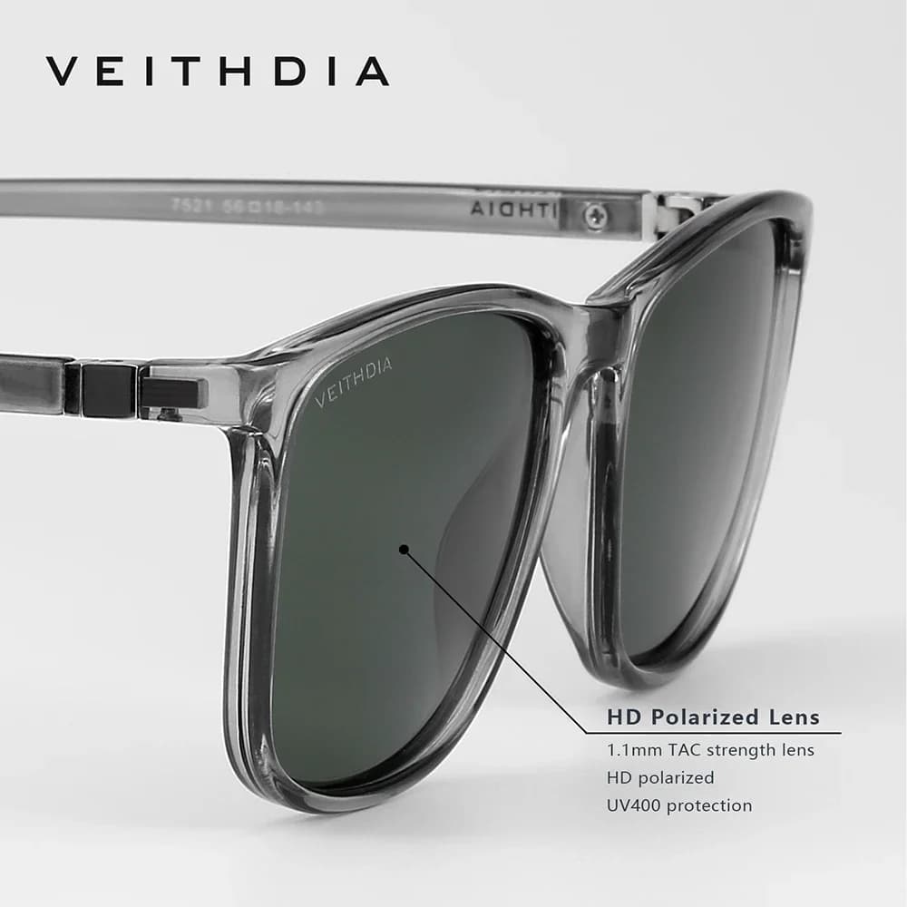 Lunettes de soleil polarisées VEITHDIA TR90 vintage pour pêche et conduite - Homme/Femme UV400