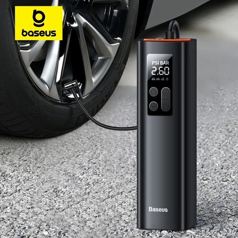 Compresseur voiture Baseus 12V 150PSI portable - Pompe smart digitale pour voiture, vélo, bateau pêche
