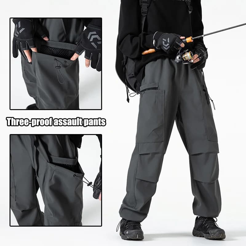 Pantalon cargo camouflage homme automne - Pêche randonnée imperméable coupe-vent style américain