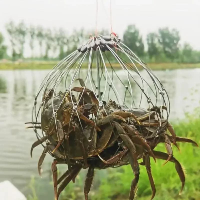 Filet piège poissons crabes automatique ouverture fermeture - Cage pêche extérieure accessoires capture