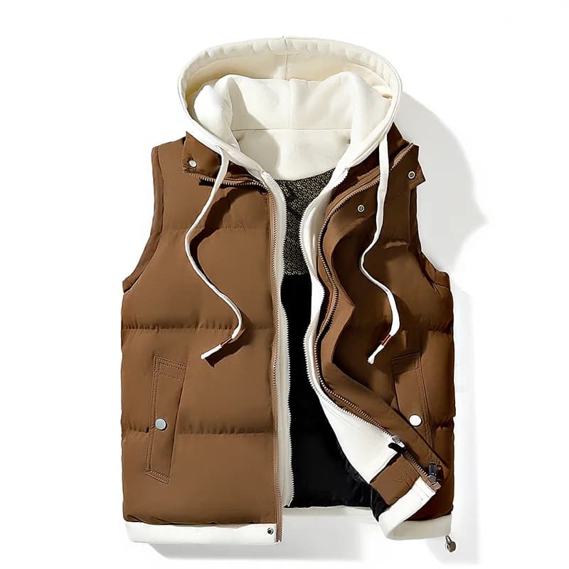 Veste sans manches homme avec capuche chaude et coupe-vent pour l'automne hiver