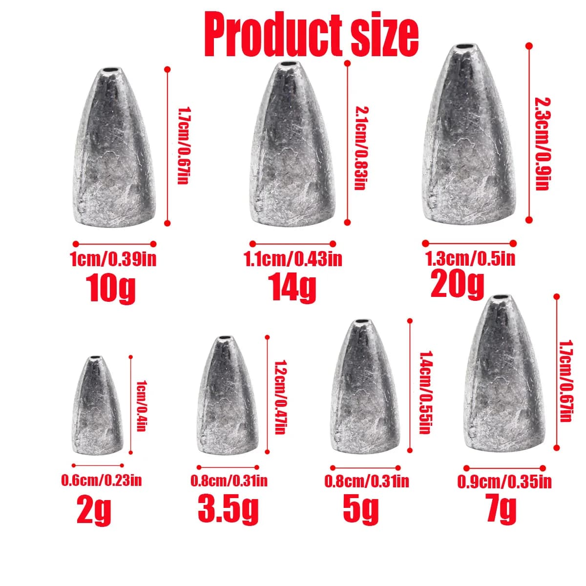 Kit de plombs de pêche bullet pour leurres souples, Texas rig et pêche du bar avec
