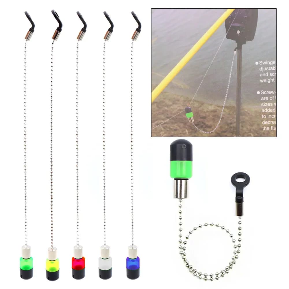 Indicateur de touche pour pêche à la carpe avec chaîne en acier - Swinger et bobine pour feeder