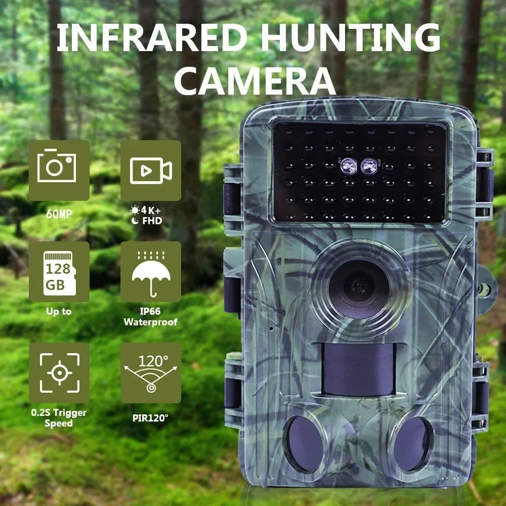 Caméra trail WiFi PR1600 60MP 4K/8K - Piège photo étanche à activation par mouvement pour chasse et observation