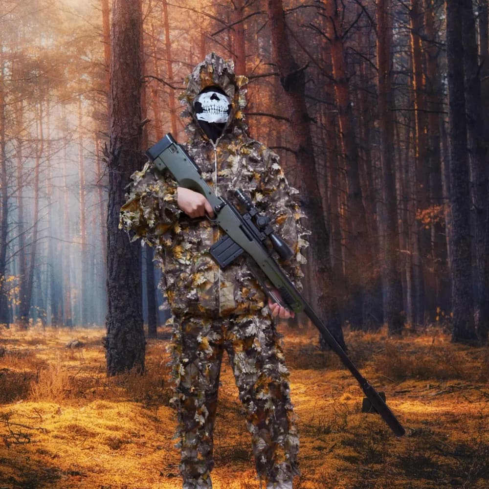 Costume ghillie camouflage jungle stealth - Tenue discrète airsoft pêche chasse battle royale