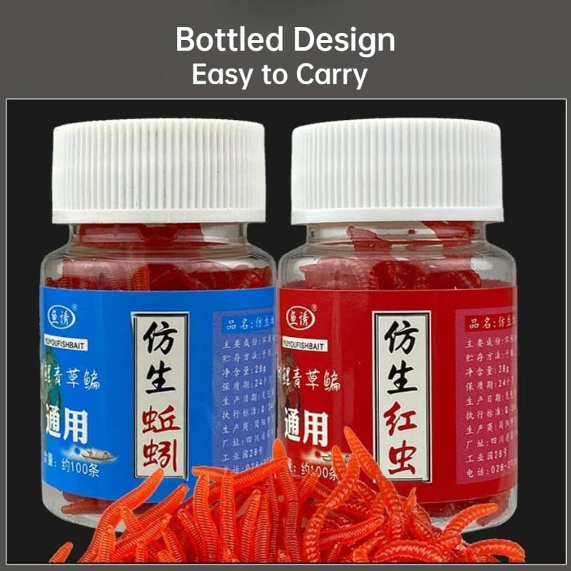 Vers rouges artificiels 20 ou 100 pièces - Leurres silicone odorants pour pêche carpe et carnassiers simulation ver de terre