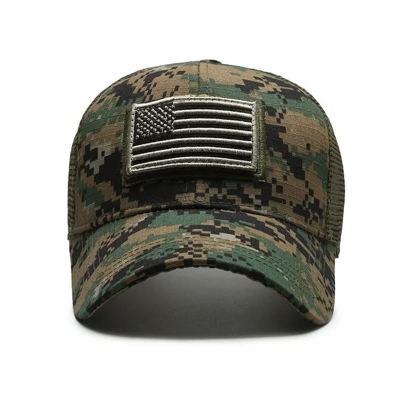 Casquette baseball drapeau américain camouflage broderie velcro pêche extérieure homme protection sol