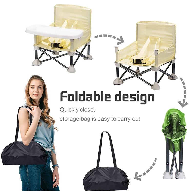 Chaise bébé pêche pliante avec plateau - Siège enfant sécurisé pour pêche en famille plage