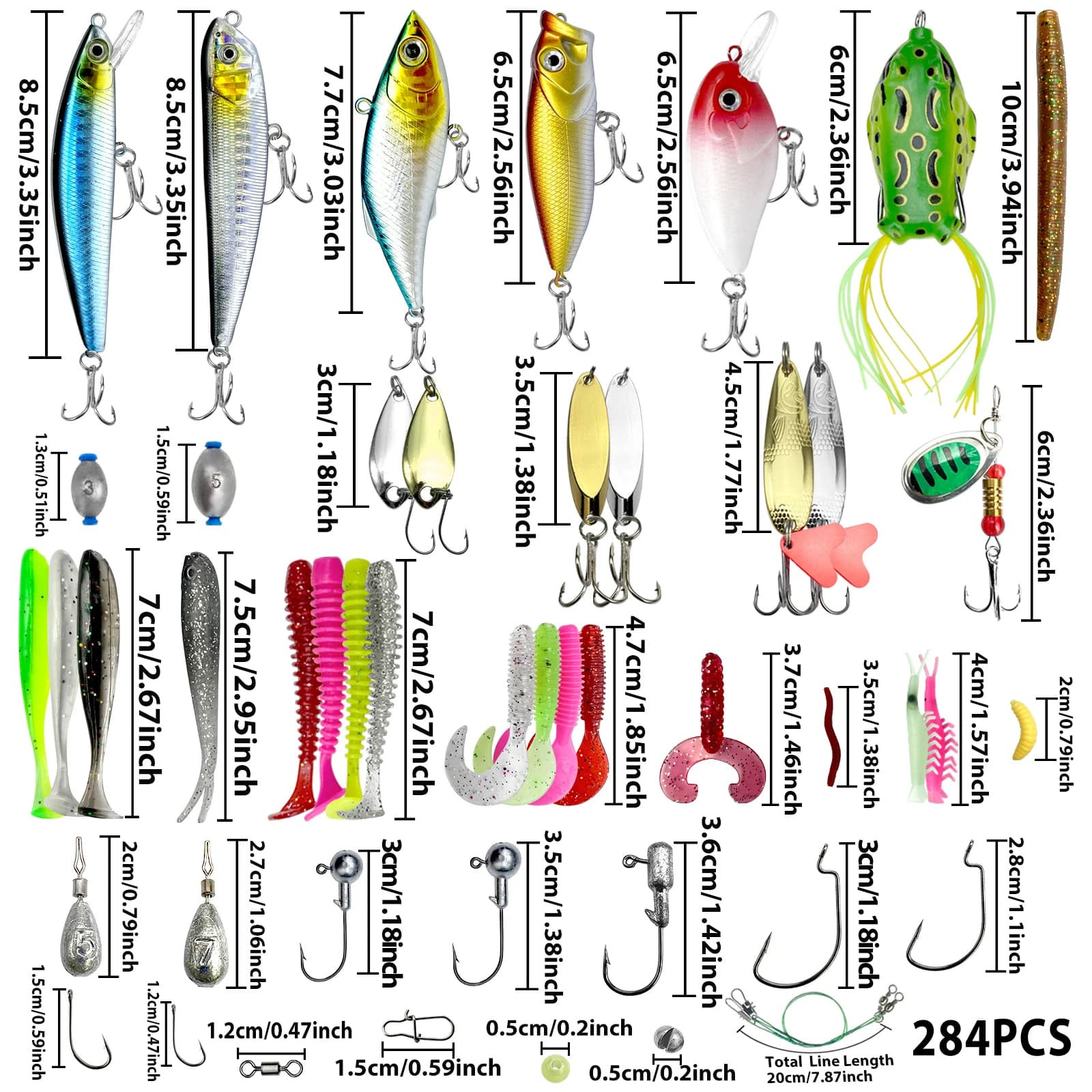 Kit 78-284 leurres pêche topwater - Accessoires montages pour bars truites saumons carnassiers