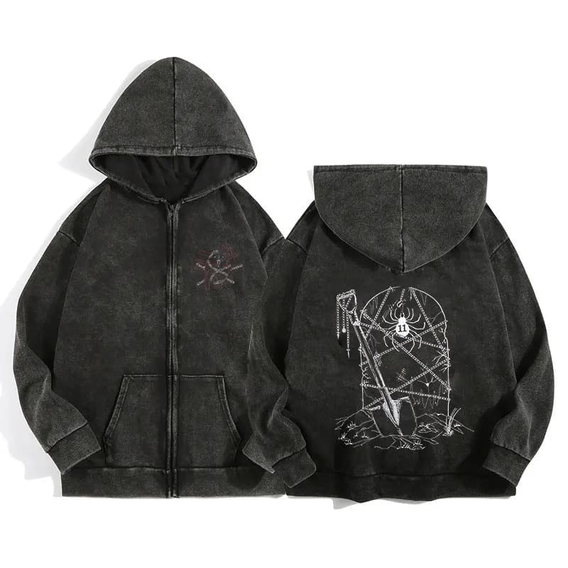 Sweat à capuche zip anime Hunter x Hunter pour pêche casual manga design gothique Harajuku