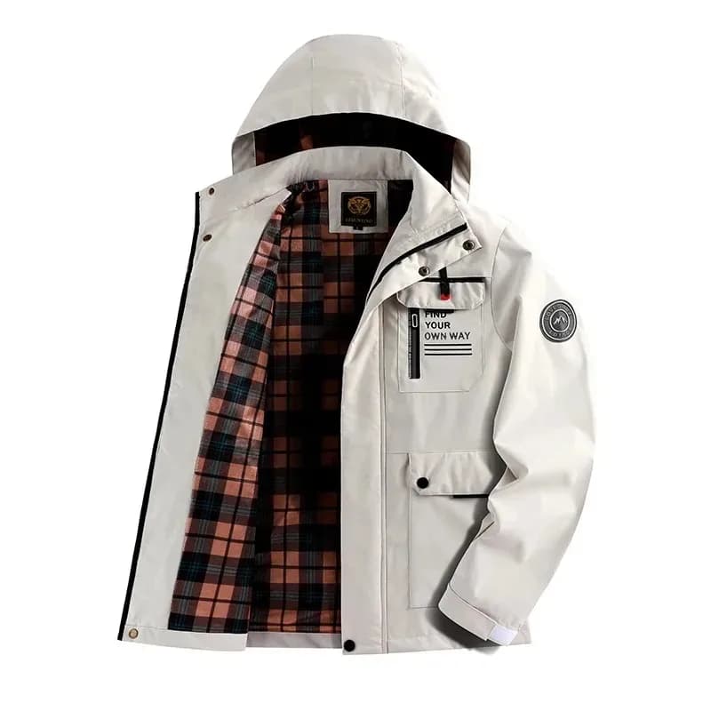 Veste softshell printemps automne pêche homme - Blouson coupe-vent imperméable à capuche