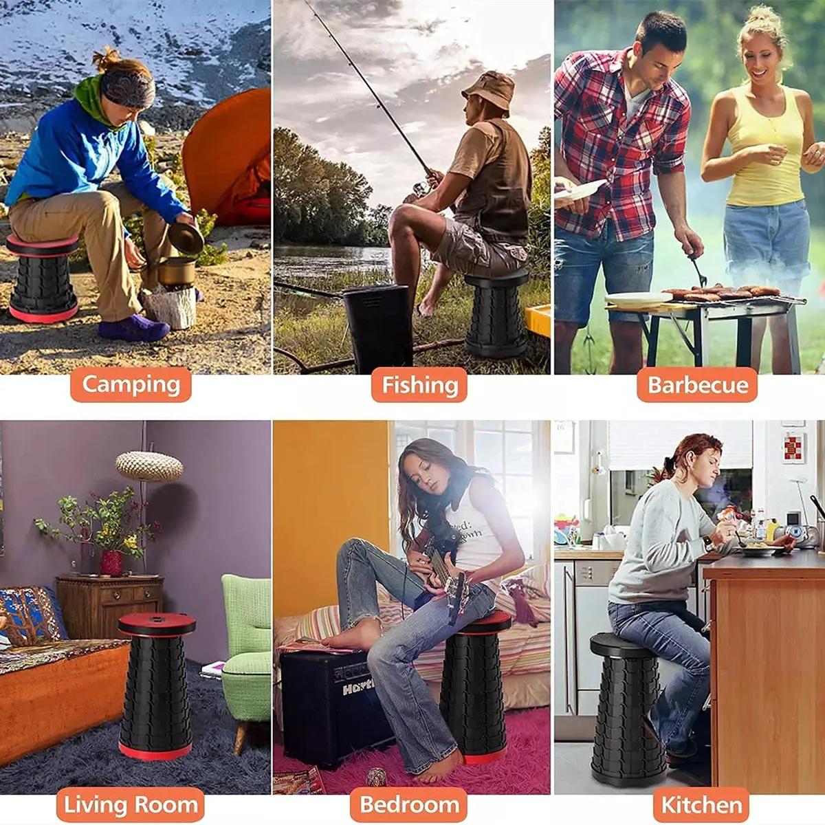 Tabouret de camping télescopique ultra-léger et pliable - Siège portable pour randonnée, pêche et plage