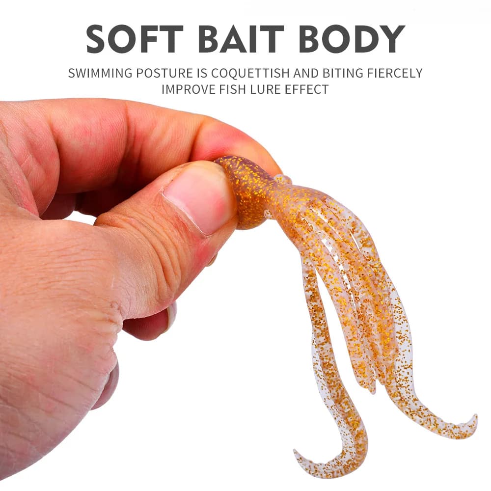 5 leurres souples luminescents Octopus Skirts pour thon et calamar - Jigging et trolling marin