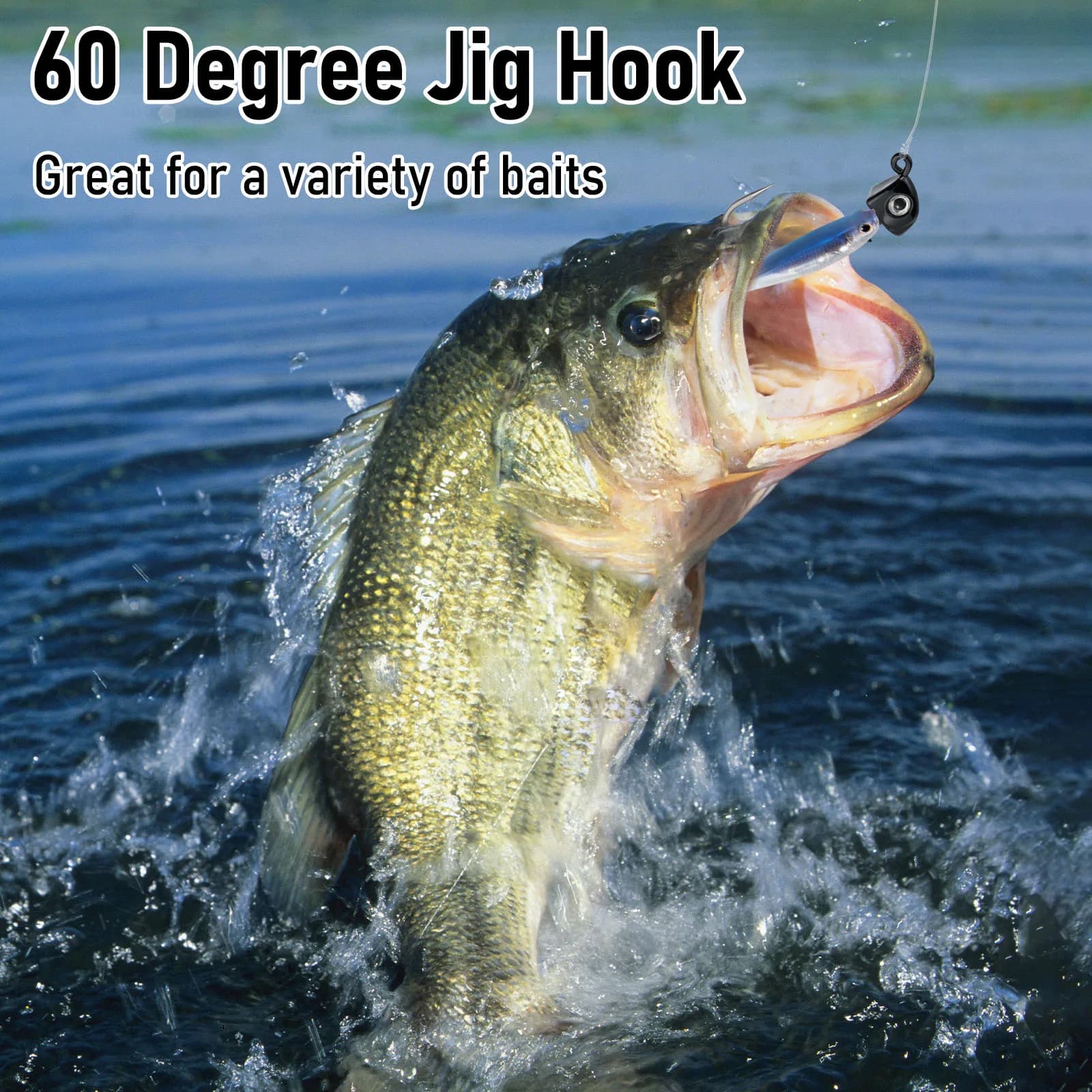 Hameçons Jig Aberdeen 60° acier carbone pour swimbait et ned rig avec longue hampe