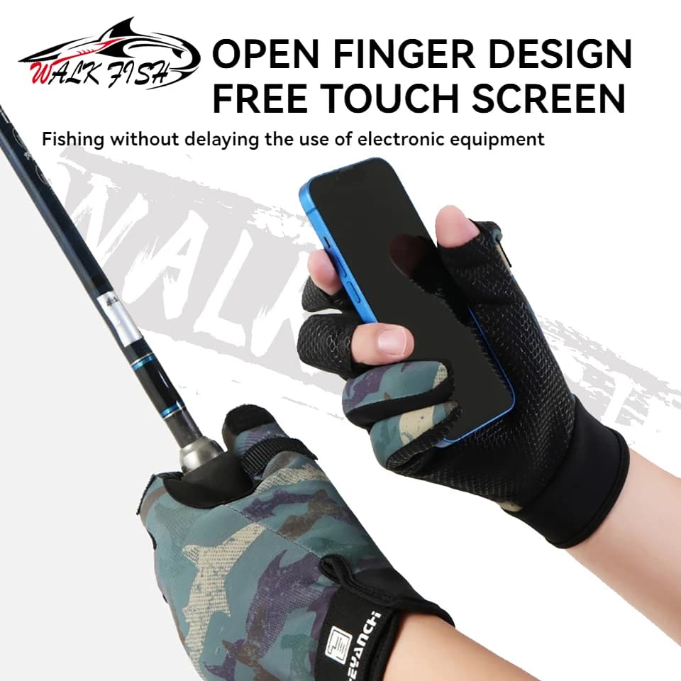 Gants de pêche WALK FISH à doigt retournable - Silicone antidérapant étanche renforcé hiver
