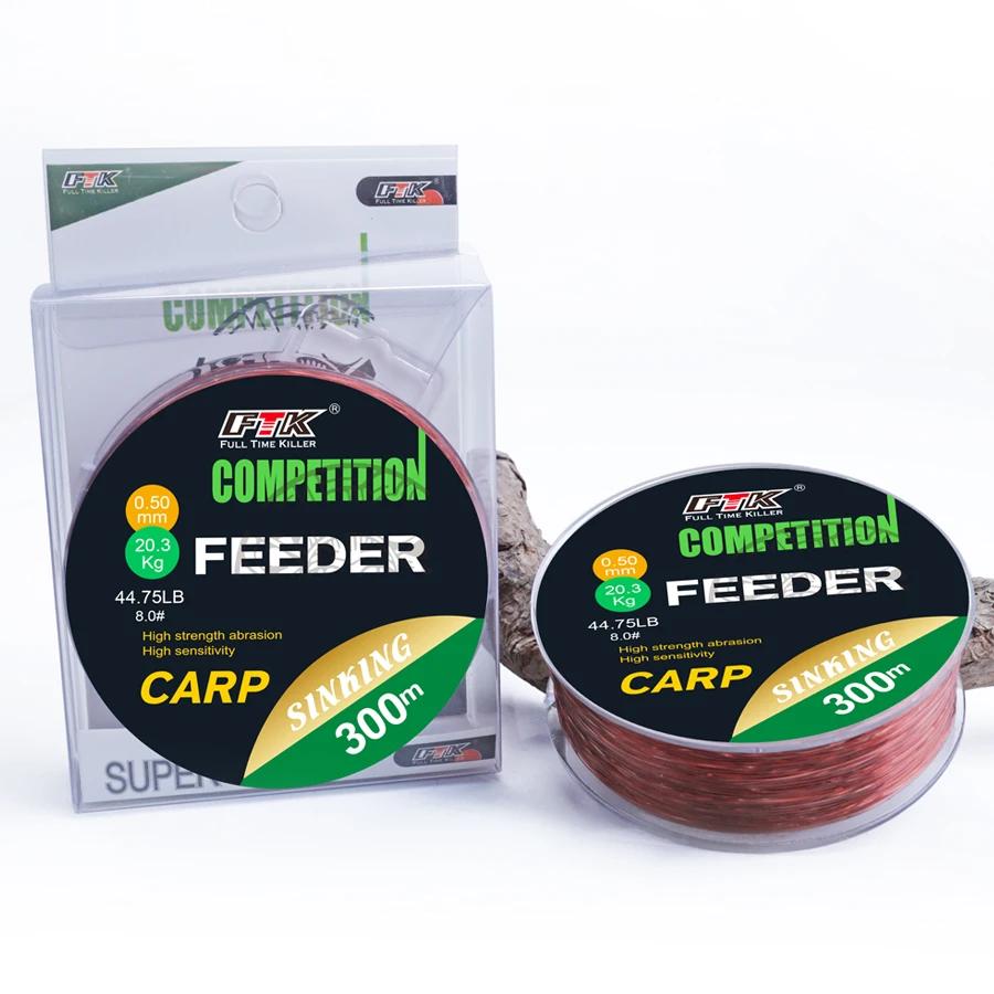 Ligne de pêche carpe FTK 300M monofilament nylon couleur vin 0.14-0.50mm 15-45LB accessoires feeder