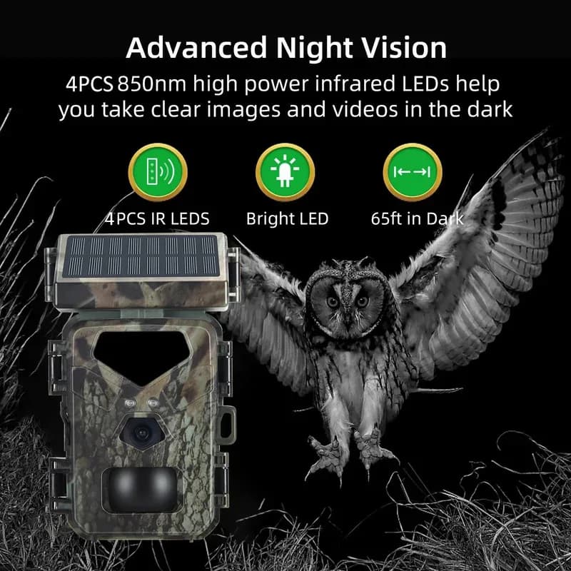 Caméra de traque solaire Mini700 20MP 1080P étanche IP66 - Alimentation solaire pour chasse et sécurité extérieure