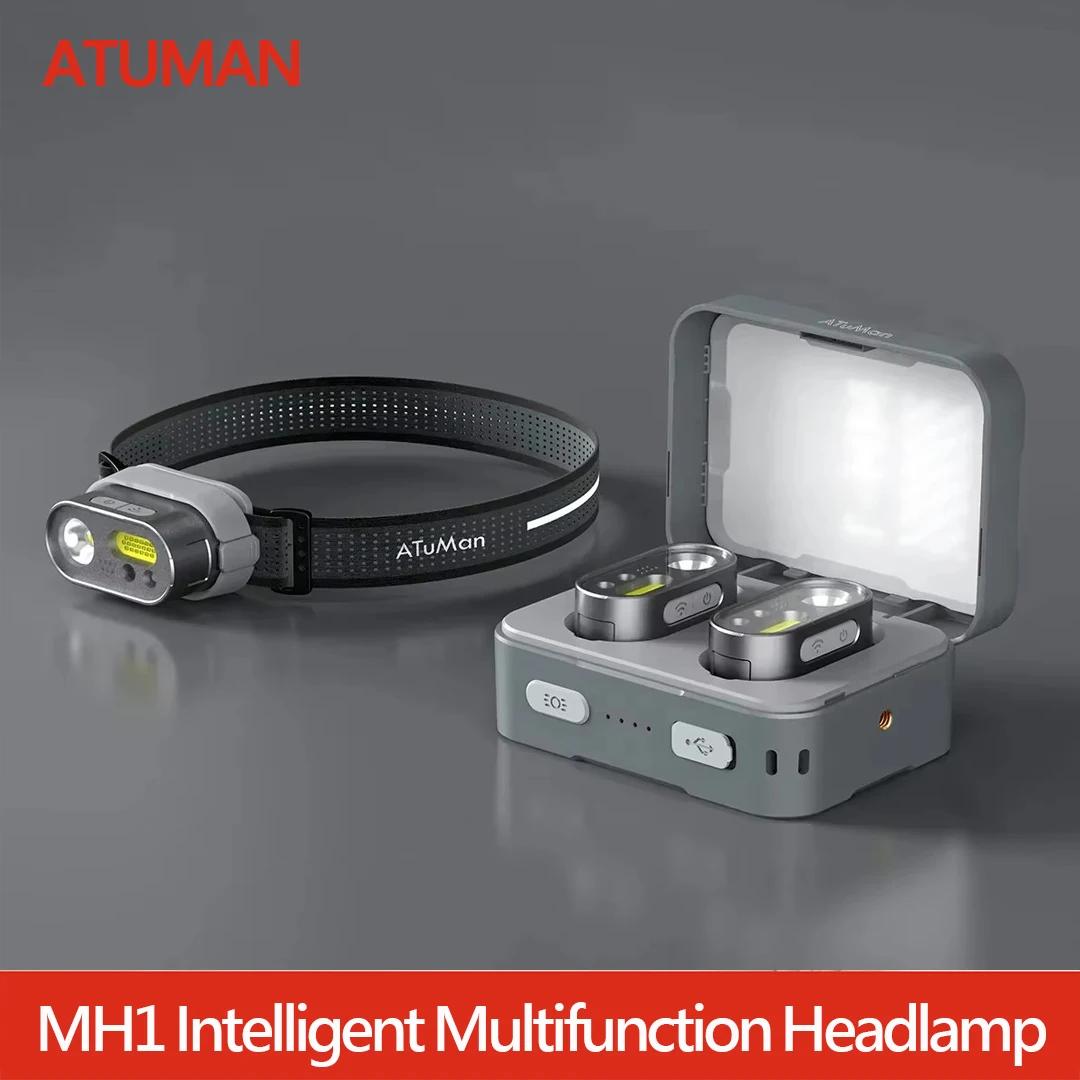 Lampe frontale multifonction ATuMan DUKA MH1 rechargeable USB avec détecteur de mouvement pour pêche
