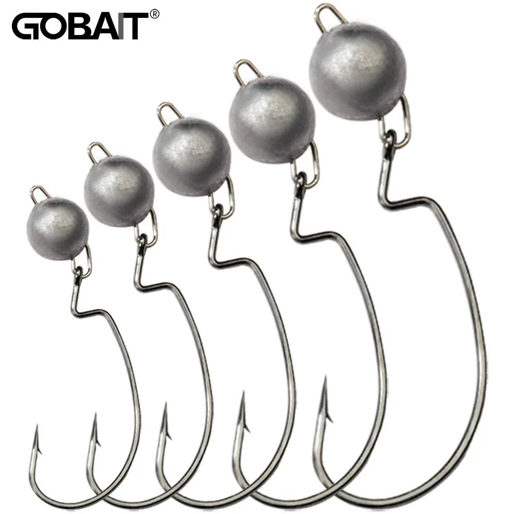 Kit 5 Têtes Plombées Métal Worm Hooks 2g à 18g pour Pêche en Herbiers avec Montage Weedless
