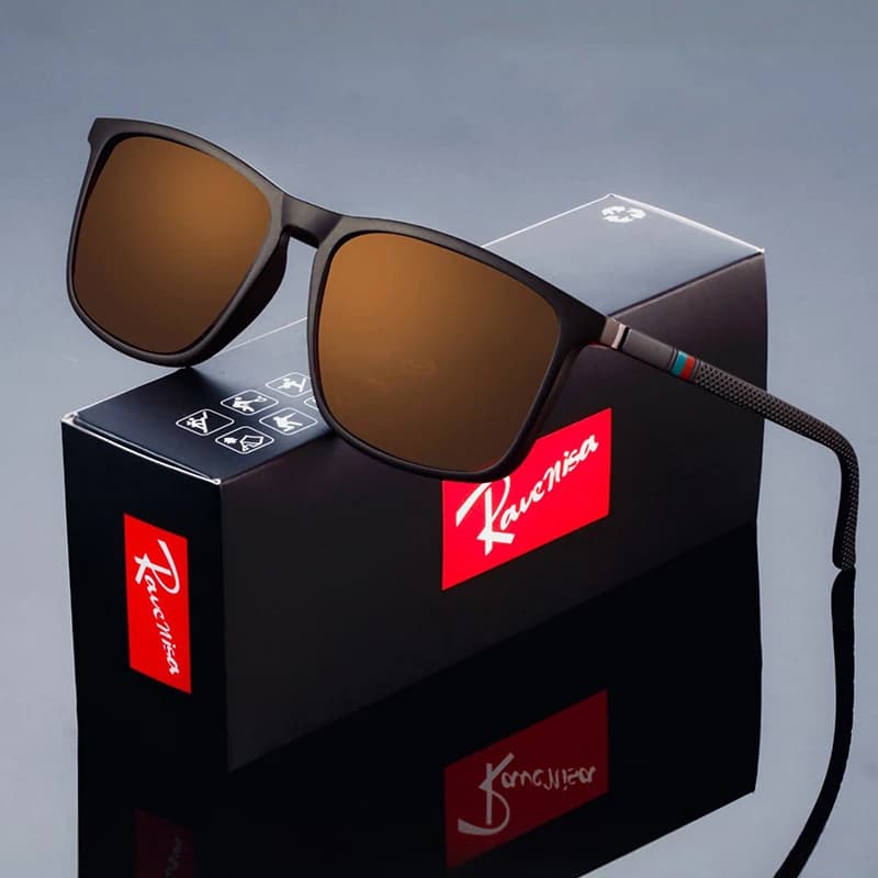 Lunettes de soleil polarisées carrées fashion pêche homme - marque designer luxe conduite UV400