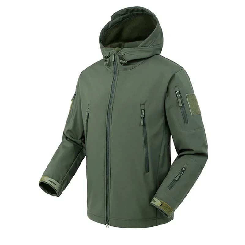 Veste militaire soft shell homme - Imperméable coupe-vent tactique avec capuche bomber