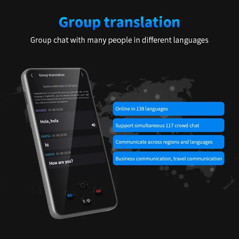 Traducteur portable S85 Pro WiFi 138 langues - Traduction vocale et photo avec ChatGPT pour pêche internationale