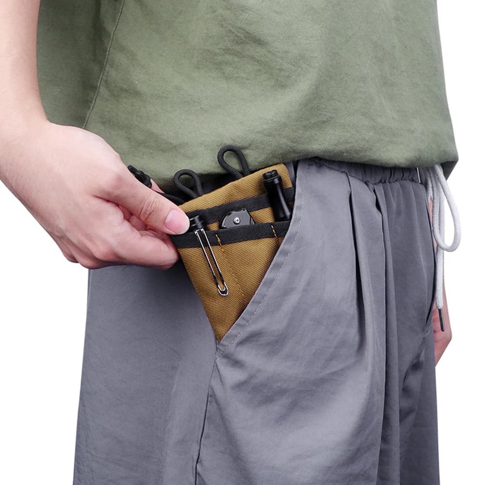 Organisateur de poche mini EDC - Pochette tactique pour couteau lampe et matériel pêche compact