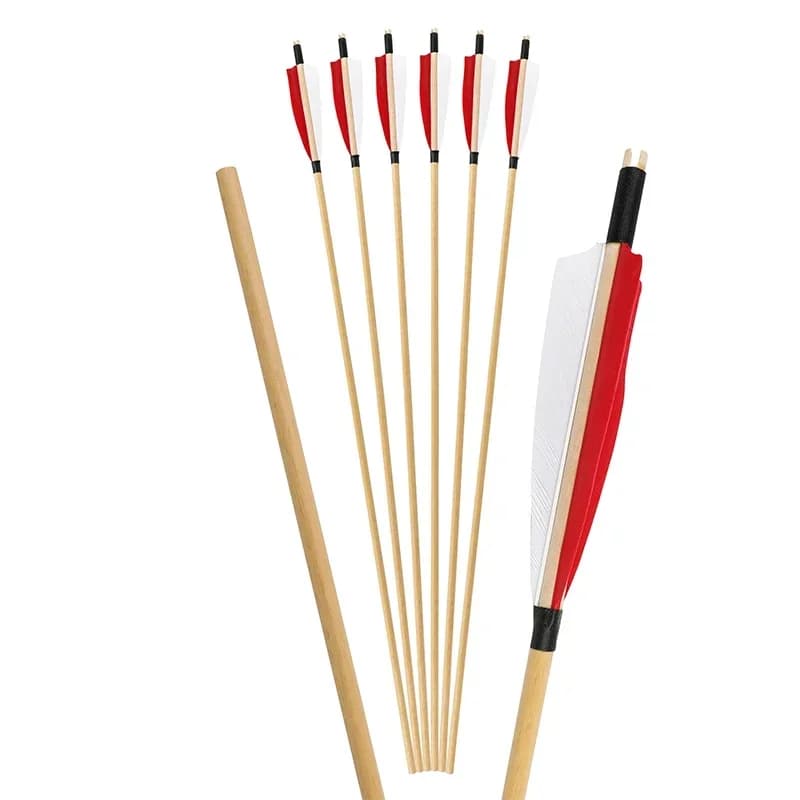Flèches bois traditionnelles 31.5 pouces plumes dinde pour arc recurve pêche chasse entraînement tir
