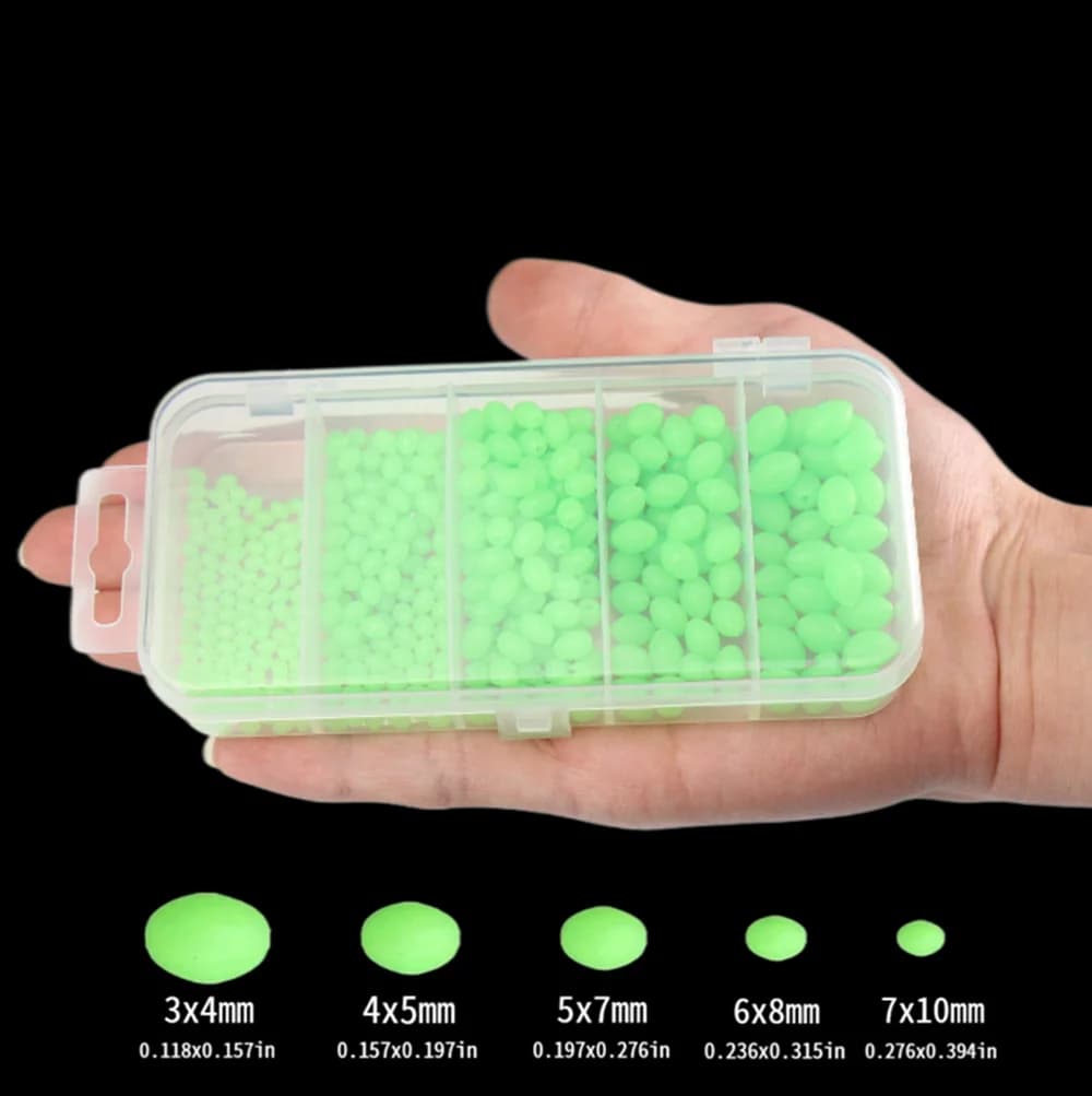 Perles lumineuses et leurres souples brillants pour pêche de nuit 375 pièces appâts flottants