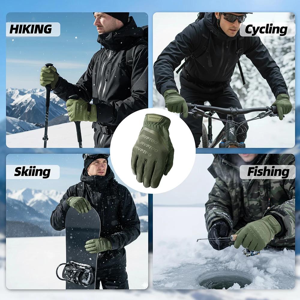 Gants de pêche hiver polaire thermiques - Compatibles écran tactile, imperméables et anti-vent