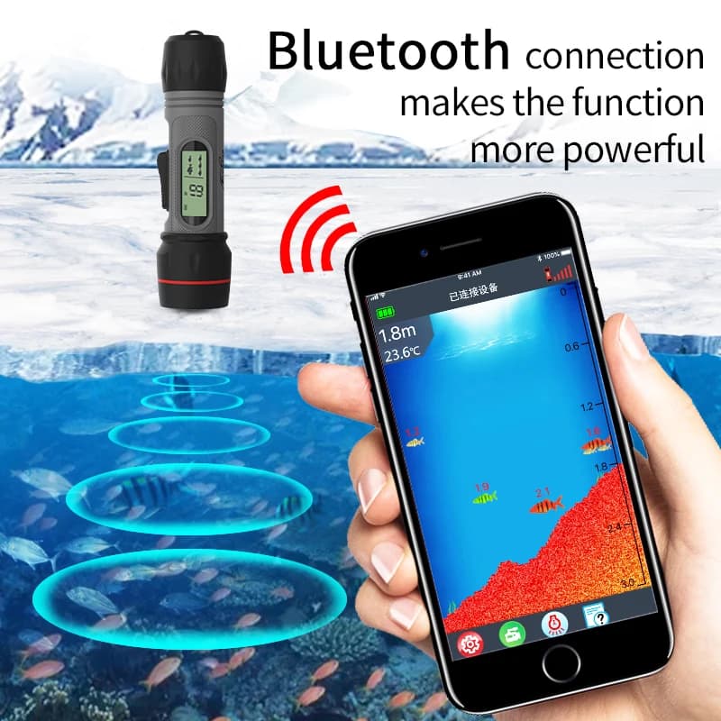Détecteur de poissons sans fil Erchang F12B échosondeur portable 90m étanche pour pêche sur glace