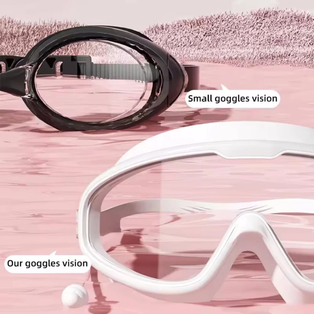 Lunettes de plongée extérieure grand champ anti-buée avec bouchons d'oreilles pour adulte et jeunesse